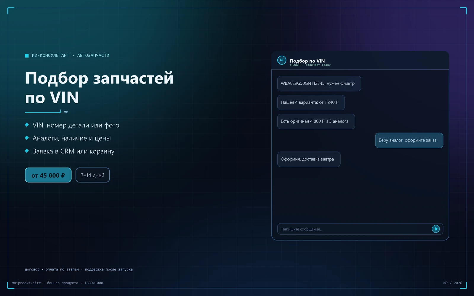 ИИ-подбор автозапчастей по VIN — схема работы